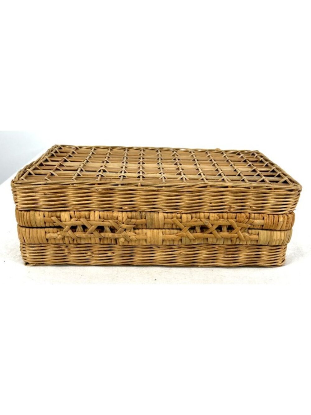 Wicker Picnic Basket Boho Storage 11.5 x 6.75 x 3.75" Vintage China - Picture 4 of 8